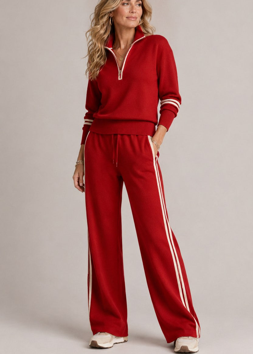 Kate | Half-Zip Jumper & Wide-Leg Trouser Set