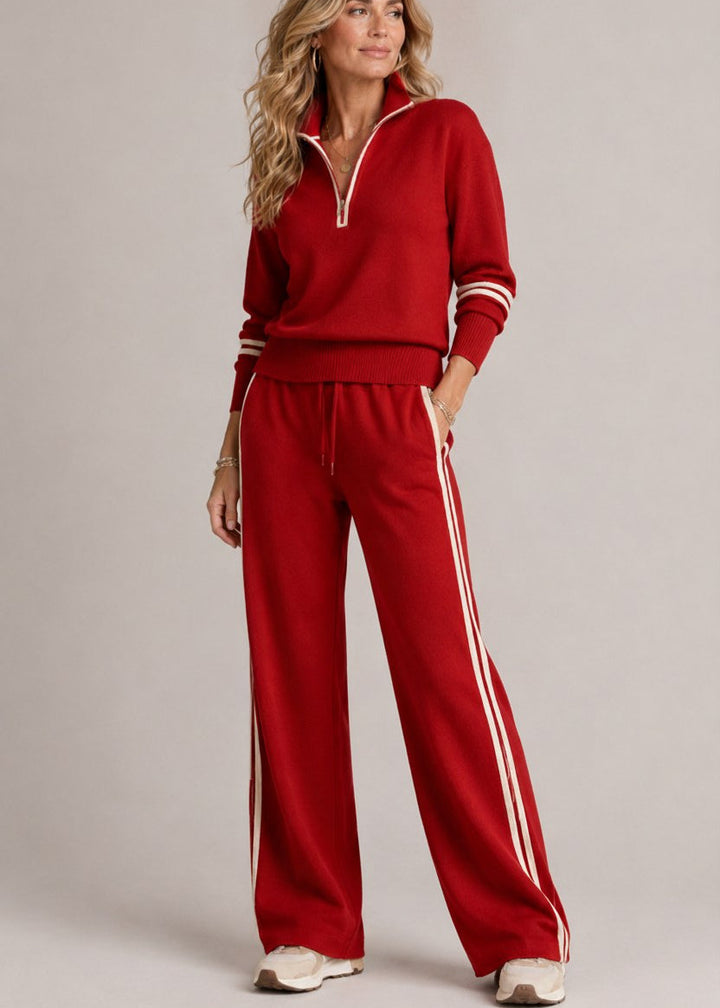 Kate | Half-Zip Jumper & Wide-Leg Trouser Set