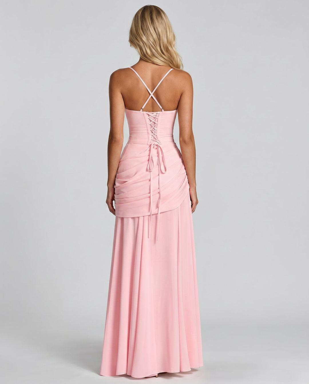 Charlotte Ruched Maxi Dress in Pink