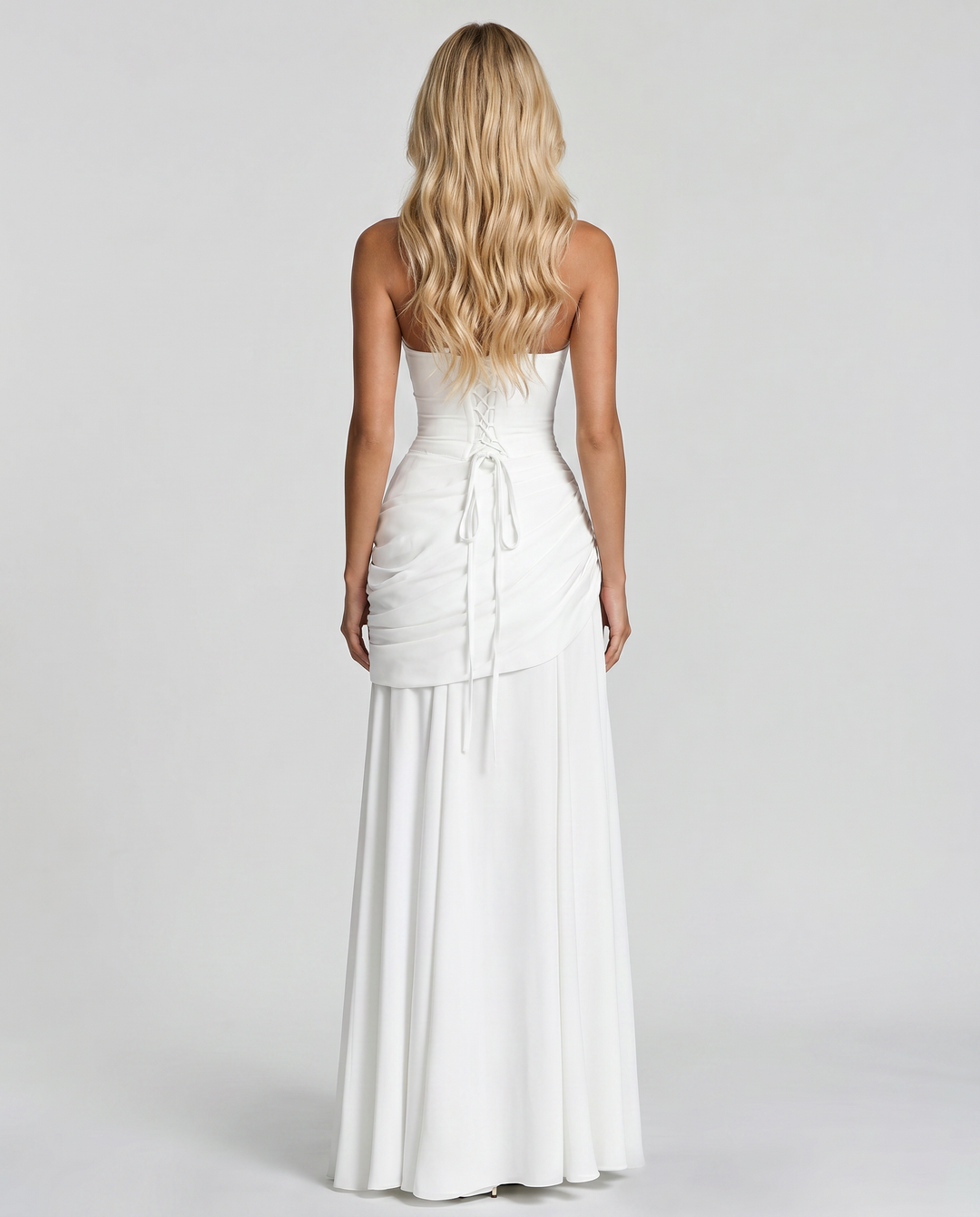 Charlotte Ruched Maxi Dress in White