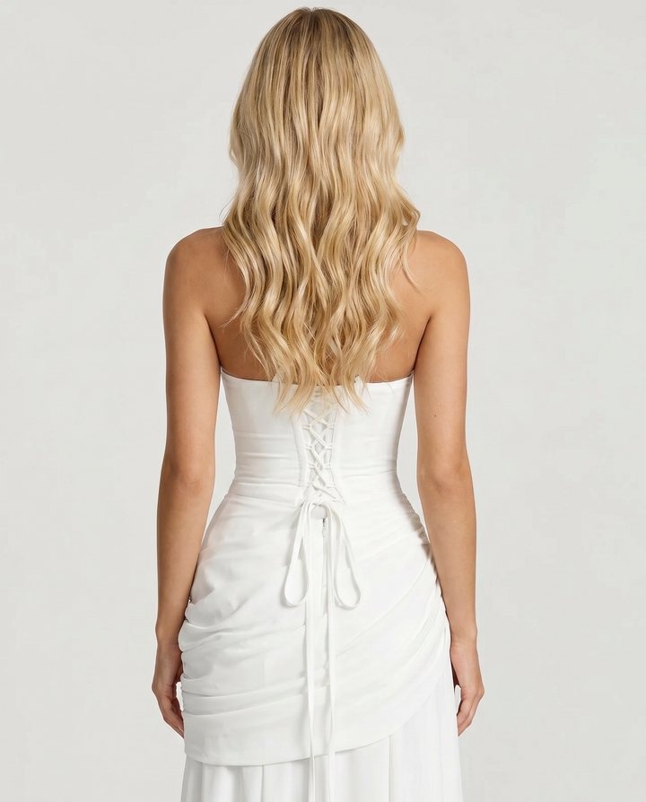 Charlotte Ruched Maxi Dress in White