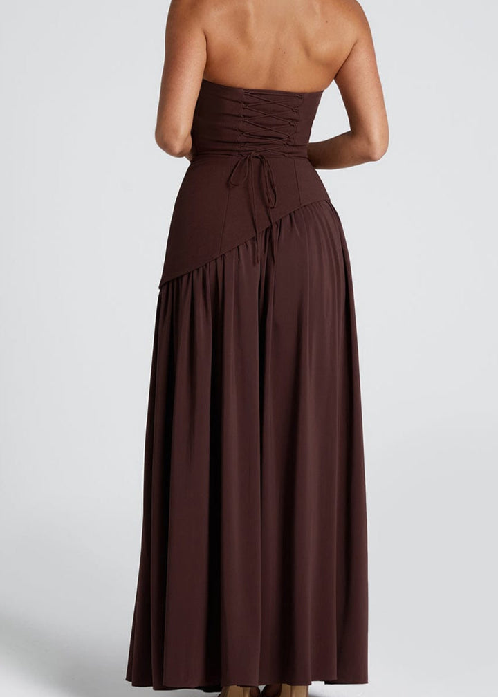 Lina | Strapless Maxi Dress with High Split