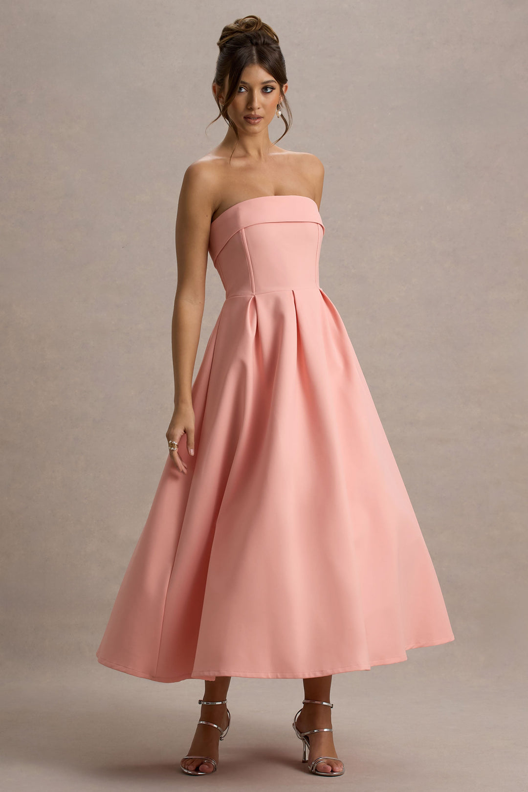 Anne | Stylish Midi Dress with Off-Shoulder Neckline