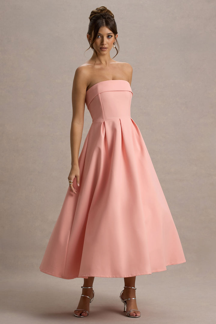 Anne | Stylish Midi Dress with Off-Shoulder Neckline