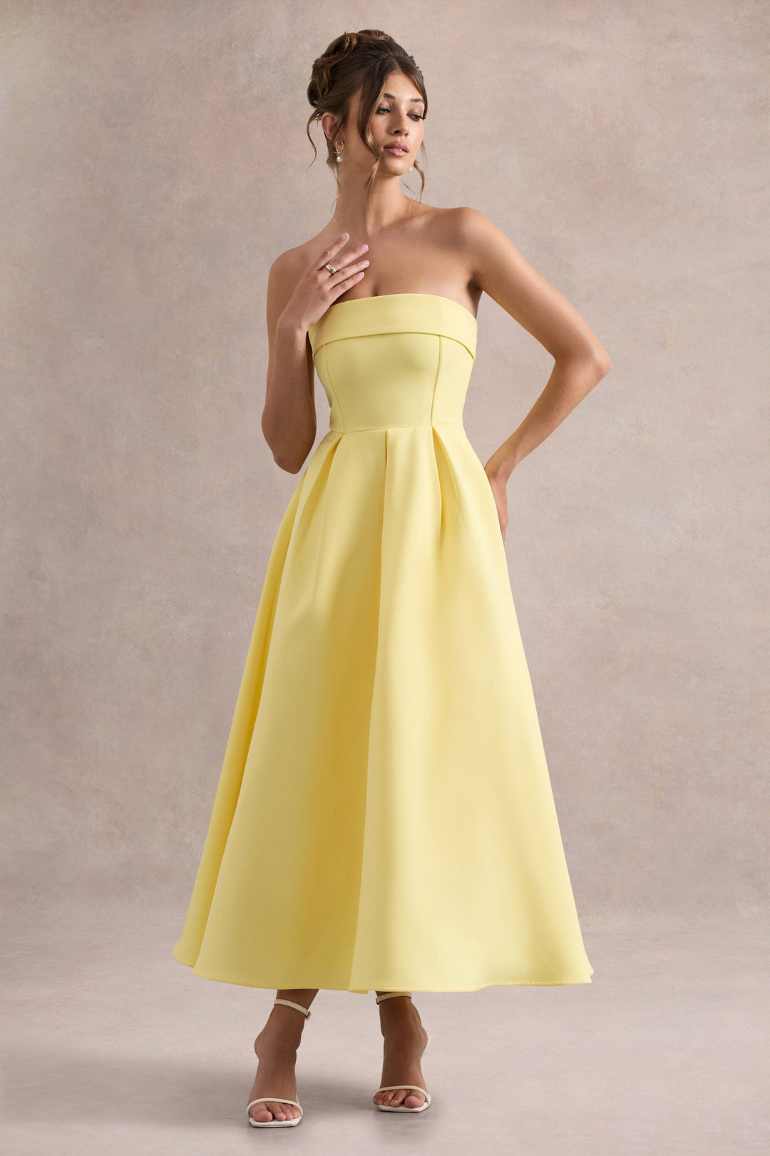 Anne | Stylish Midi Dress with Off-Shoulder Neckline
