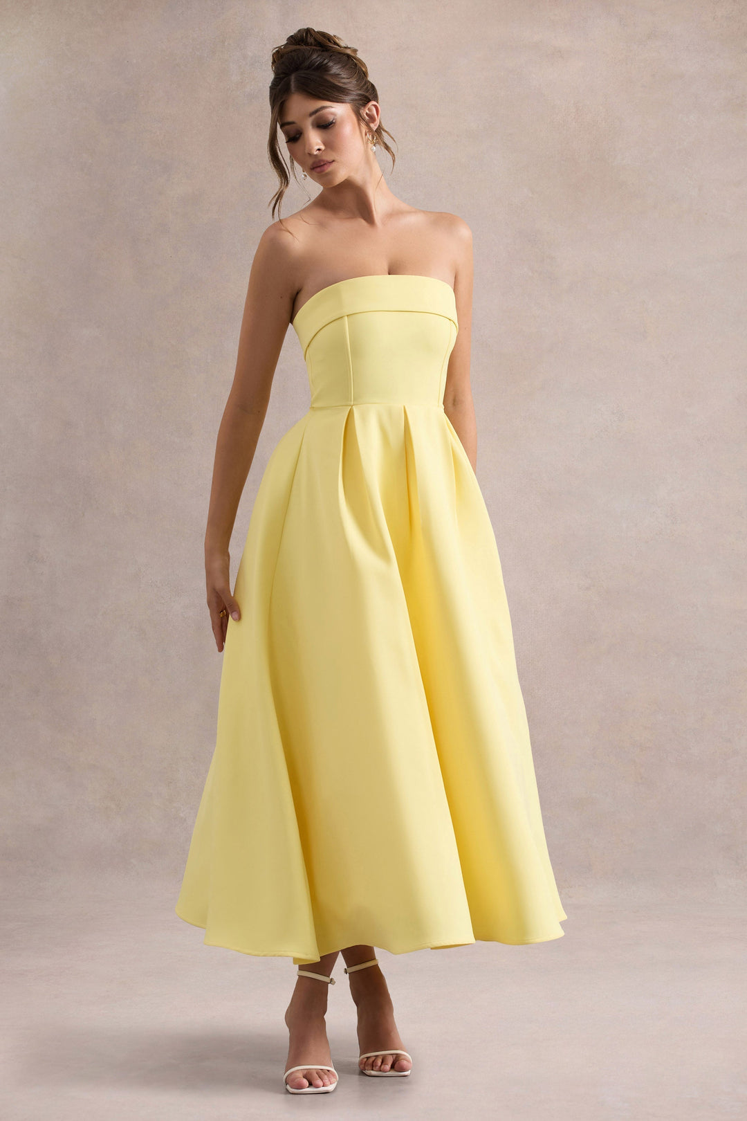 Anne | Stylish Midi Dress with Off-Shoulder Neckline