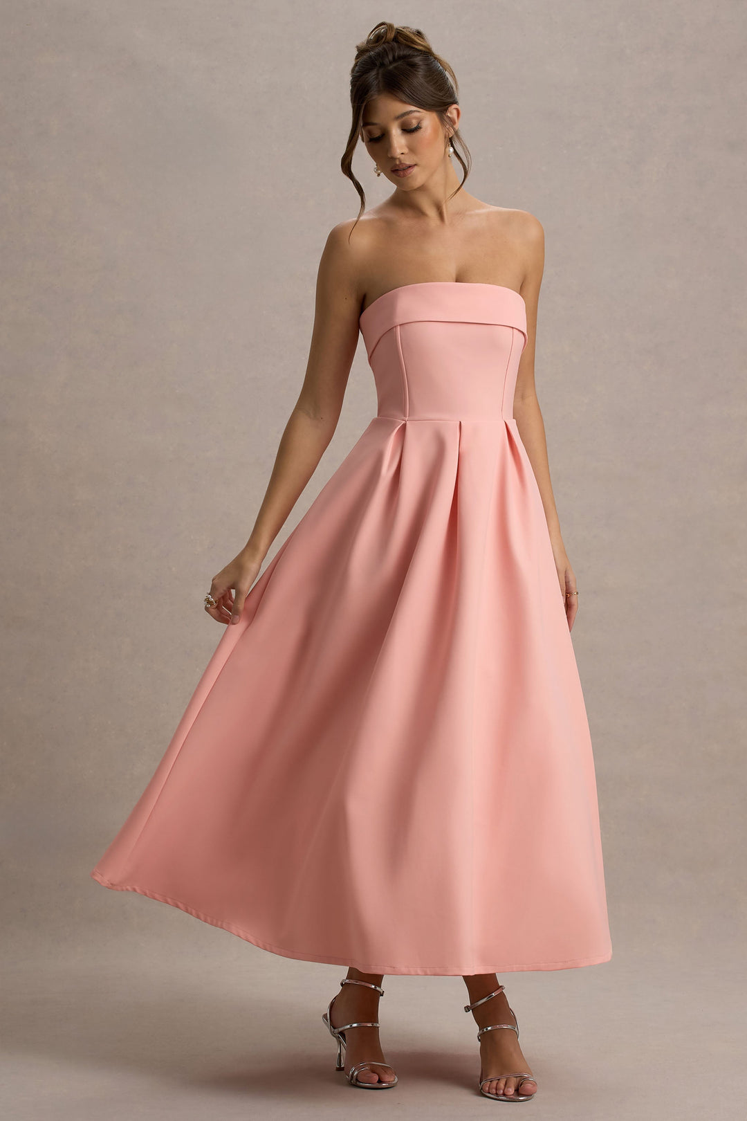 Anne | Stylish Midi Dress with Off-Shoulder Neckline